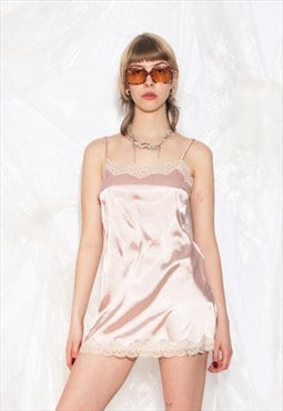 Vintage Y2K Slip Dress in Pink Satin Fairycore