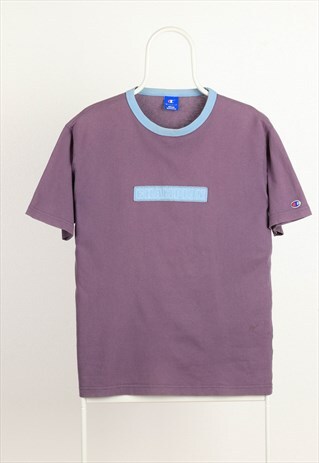 VINTAGE CHAMPION CREWNECK SCRIPT T-SHIRT PURPLE