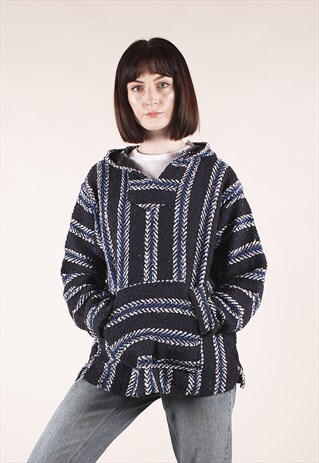 VINTAGE BAJA 90S BLUE STRIPED HOODY /MM1501