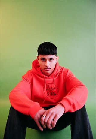 HEAVYWEIGHT ORANGE HOODIE T-SHIRT WITH ADULTS ONLY PRINT