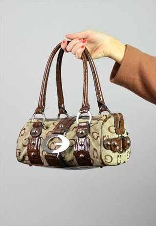 VINTAGE Y2K GUESS BROWN & BEIGE SMALL SHOULDER BAG