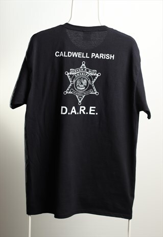 VINTAGE FRUIT OF THE LOOM D.A.R.E CREWNECK PRINT T-SHIRT BLA