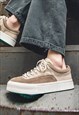 SKATE SHOES CHUNKY SOLE TRAINERS RETRO DESIGN SNEAKERS CREAM
