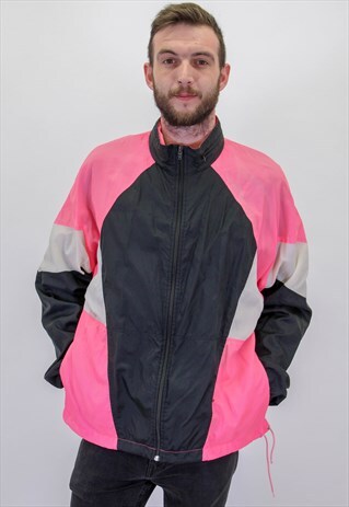 VINTAGE FESTIVAL PATTERN SHELL JACKET IN PINK XXL