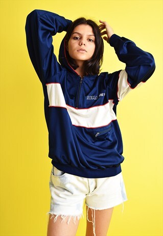 90'S RETRO ATHLEISURE SPORTS HOOD SWEATSHIRT JUMPER TOP