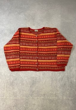 Vintage Abstract Knitted Cardigan Cute Patterned Sweater