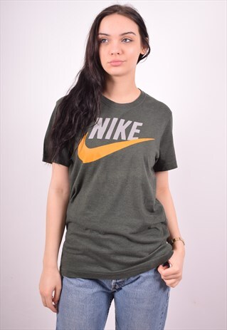 NIKE WOMENS VINTAGE T-SHIRT TOP MEDIUM GREEN 90'S