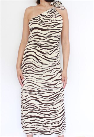 JOSEPH ONE SHOULDER LEOPARD PRINT LONG DRESS