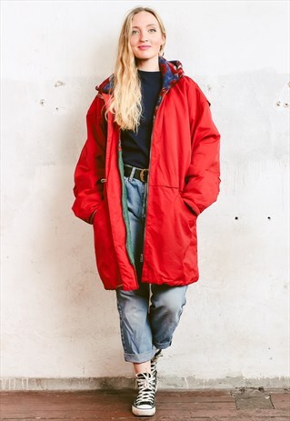 VINTAGE 80S RED HOODED JACKET