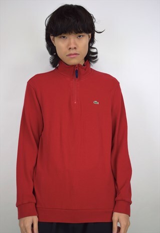 VINTAGE 90S LACOSTE RED 3/4 ZIP SWEATER