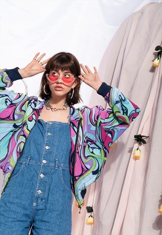 VINTAGE BOMBER JACKET 90S PSYHCEDELIC PRINTED JACKET