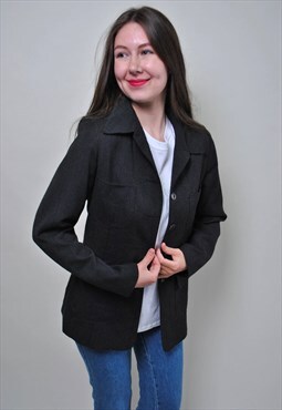 Minimalist brest jacket, vintage button up jacket - MEDIUM