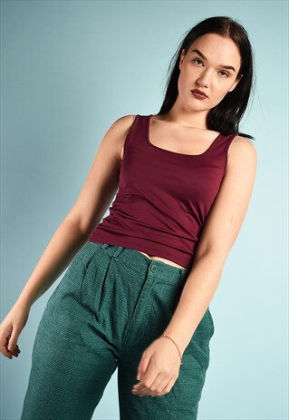 Y2K RETRO GRUNGE MAROON BURGUNDY LYCRA TANK TOP