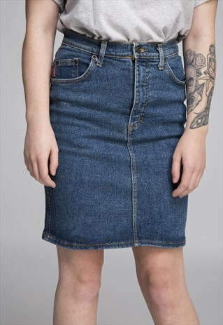 HIGH WAISTED VINTAGE DENIM PENCIL SKIRT