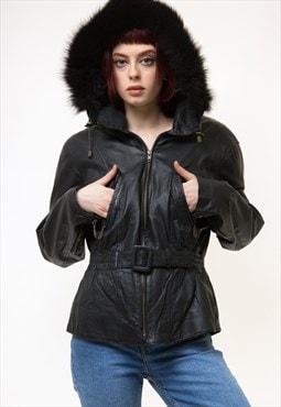 Leather Winter Lined Jacket Women Vintage 80s 5228