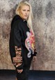 DEVIL GRAFFITI HOODIE GRUNGE SATAN CARTOON PULLOVER IN BLACK