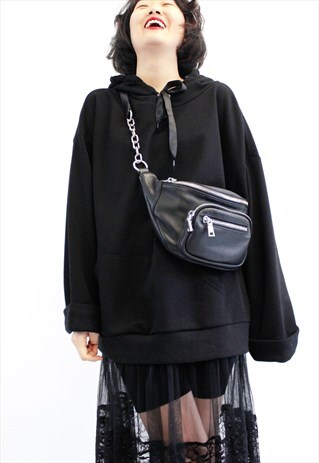 BLACK HOODIE LACE SKIRT DRESS