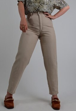 Vintage high rise straight trousers in stone