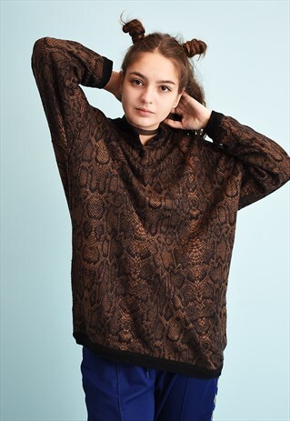 90'S RETRO REPTILE PRINT KNIT OVERSIZED JUMPER