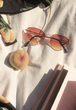 WIDE WIRE CAT EYE SUNGLASSES