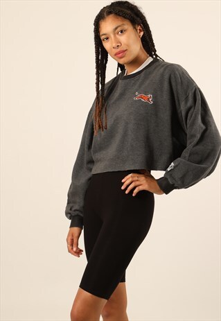 VINTAGE STARTER EMBROIDERED TIGERS CROPPED SWEATSHIRT