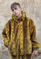 Snake fleece jacket detachable handmade python bomber yellow