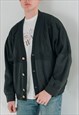 VINTAGE OVERSIZED SHOULDER BUTTON UP NAVY COTTON JACKET M