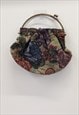 70's Vintage Clutch Bag Beige Multi Tapestry