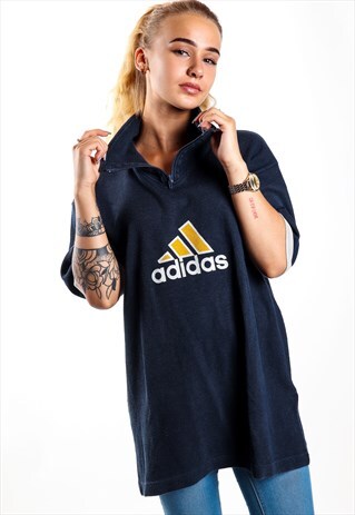 VINTAGE ADIDAS 1/4 ZIPPER T-SHIRT T241