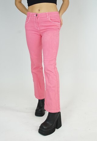 VINTAGE PINK FLARED JEANS TROUSERS 90S Y2K