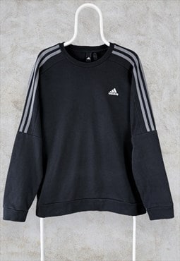 Adidas Black Sweatshirt Pullover Striped Men's Medium