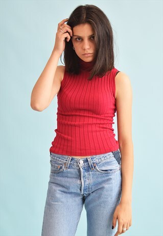 90'S RETRO RIBBED KNITTED TURTLENECK TEEN TOP