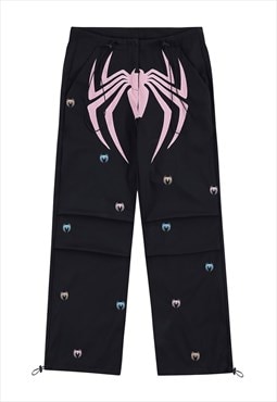 Spider joggers Gothic patchwork pants cyber punk trousers