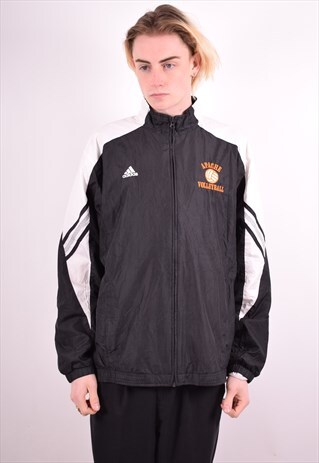 ADIDAS MENS VINTAGE TRACKSUIT TOP JACKET LARGE BLACK 90S