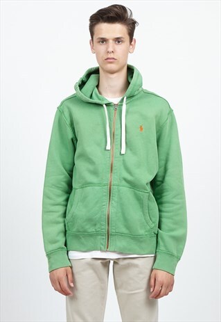 VINTAGE GREEN POLO RALPH LAUREN ZIP HOODIE TRACK JACKET