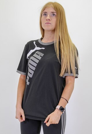 VINTAGE PUMA T-SHIRT IN BLACK MEDIUM