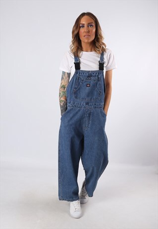 DENIM DUNGAREES UNIONBAY WIDE SHORT LEG LENGTH UK 14 (D2B)