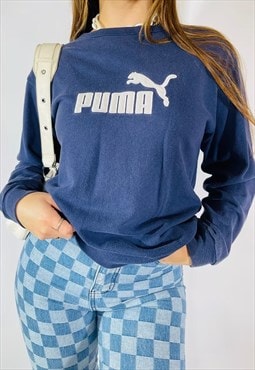 Vintage 90s Puma Blue Embroidered Sweatshirt