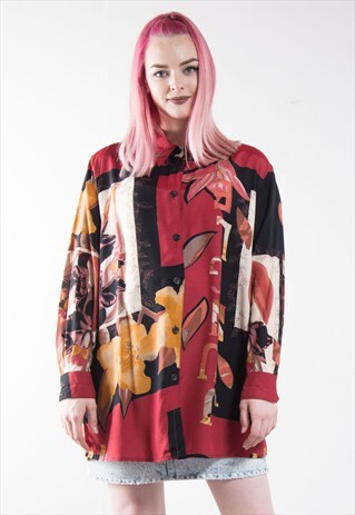 90'S RETRO PATTERNED OVERSIZE FIT SHIRT