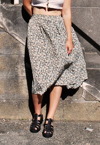VINTAGE 90S FLORAL MIDI SKIRT