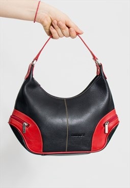 Leather handbag in black - red Radley