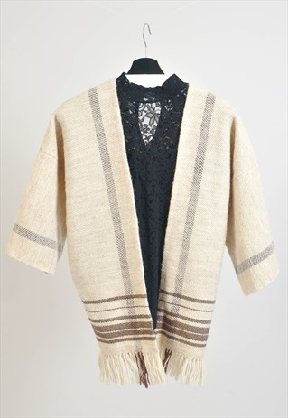 Vintage 00s wool kimono in beige