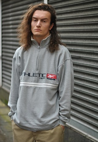 REEBOK ATHLETIC 1/4 ZIP SPELL OUT SWEATER
