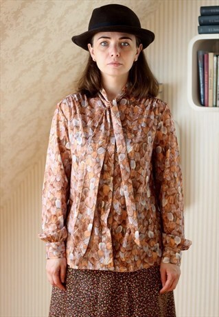 BROWN FEATHERS LONG SLEEVE SHIRT