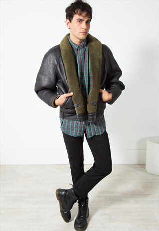 VINTAGE BOMBER LEATHER SHEEPSKIN JACKET / S45