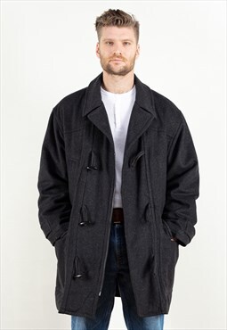 Vintage 90's Wool Blend Parka Coat in Grey