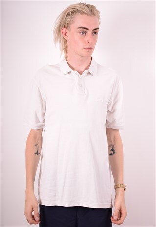FILA MENS VINTAGE POLO SHIRT XL WHITE 90S
