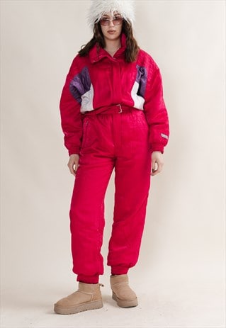 VINTAGE 80S PURPLE COLORBLOCK ONE PIECE FULL SNOW SUIT