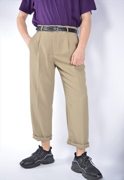 Vintage brown classic 80's straight suit trousers 