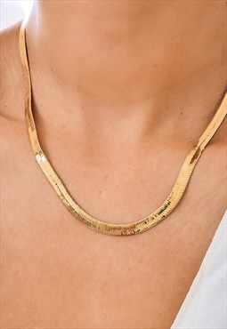 Women's 18" 5mm Herringbone Flat Necklace Chain - Gold